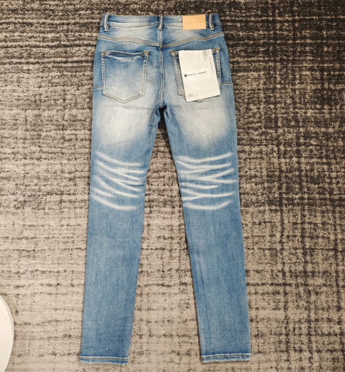 1:1 quality version Sky Blue Raw Edge Ripped Ripped Jeans