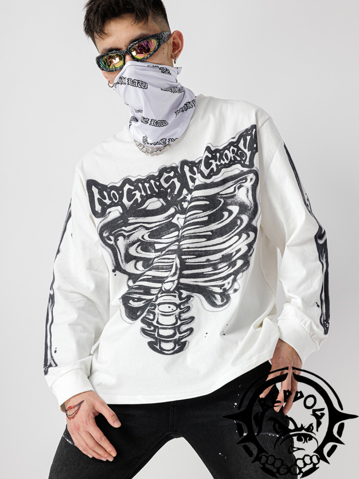 1:1 quality version Skull Line Print Crew Neck Sweatshirt