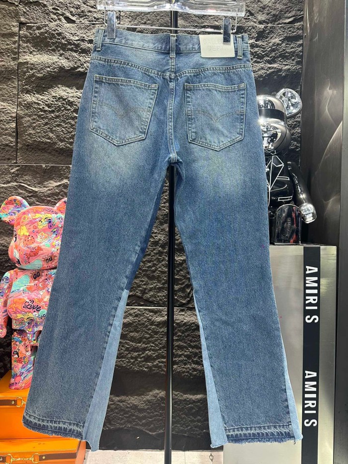 1:1 quality version Ragged letter-stitched jeans