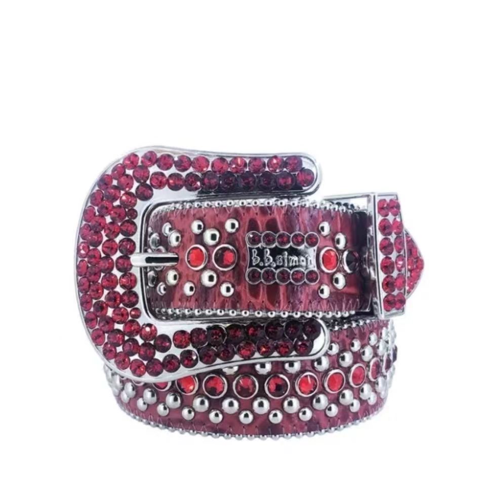 two-color rhinestone studded belt