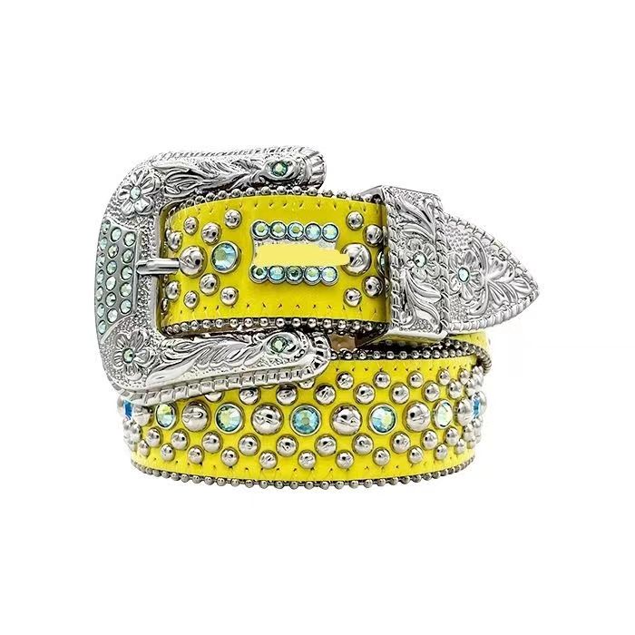 luxury studded diamond buckle belt