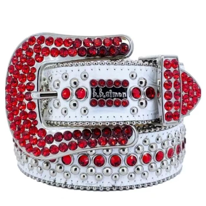 Two-color rhinestone studded belt