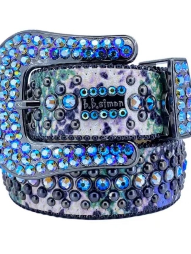 Two-color rhinestone studded belt