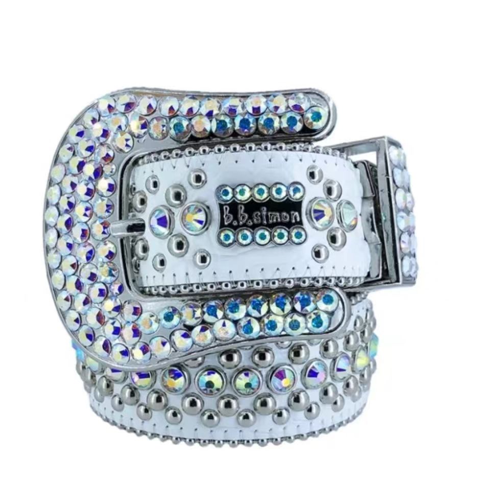 two-color rhinestone studded belt