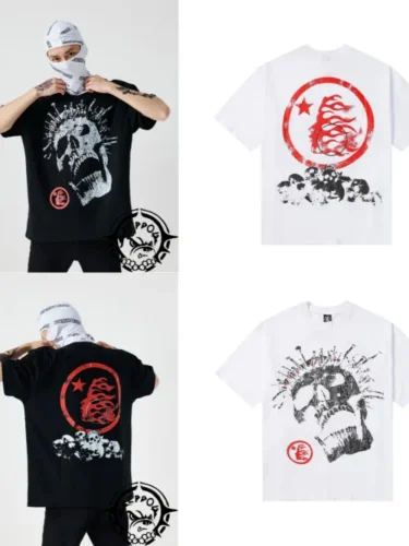 1:1 quality version Two-tone skull Emperor half-face printed tee 2 colors