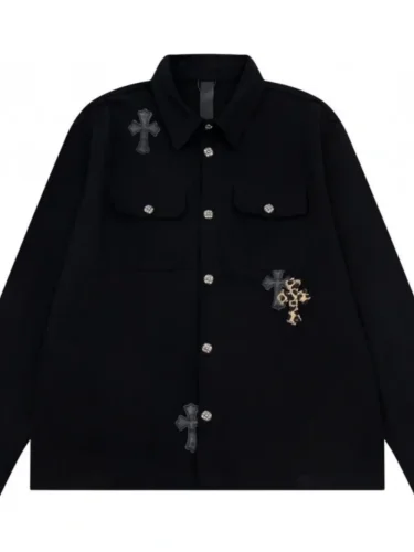 [buy more save more] Cross piece leather embroidered jacket