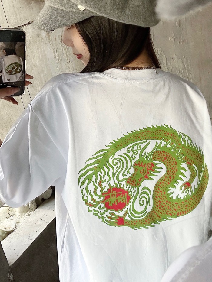 1:1 quality version Year of the Dragon Printed Short Sleeve Tee 2 colors