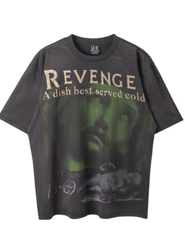 Glitter Green Direct Injected Reversible Character Print Washed Tee