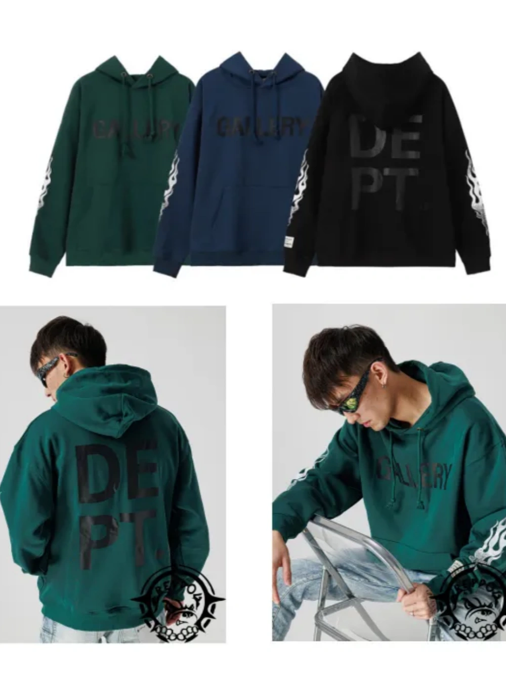[buy more save more] flame-printed hoodie with cuffs