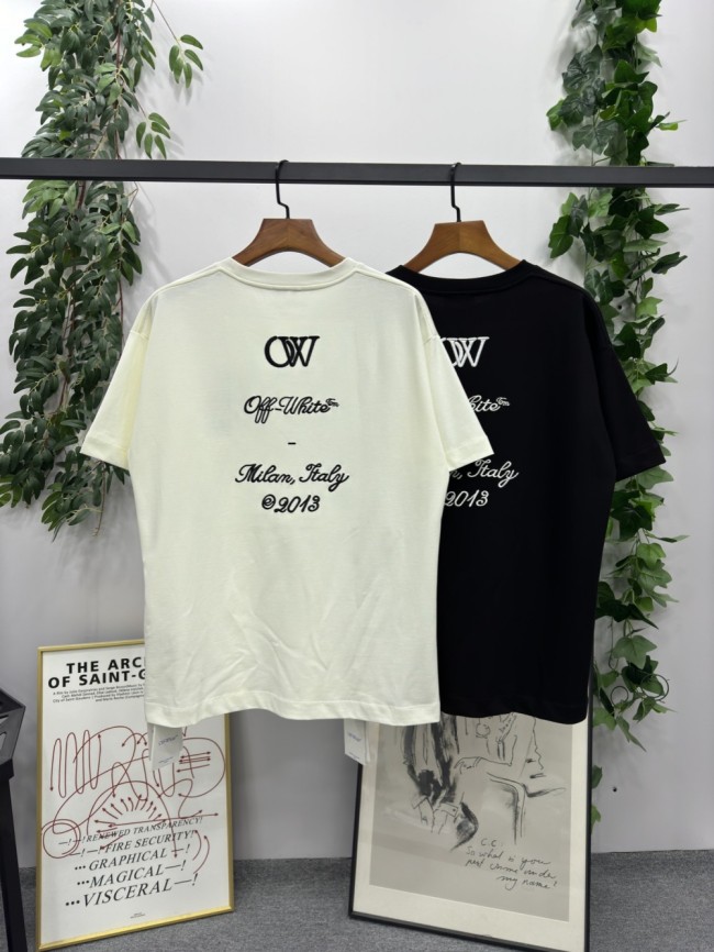 1:1 quality version OW Embroidered Slogan Tee 2 colors