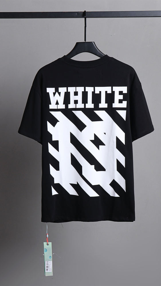 large letters and diagonal print tee 2 colors