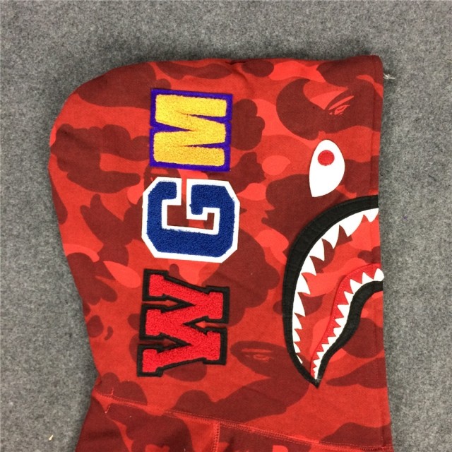 [buy more save more] 1:1 quality version Bape Full Camo Shark Hoodie red