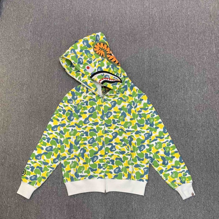 [buy more save more] 1:1 quality version Apple Green Sharks Head Camo Zipper Hoodie