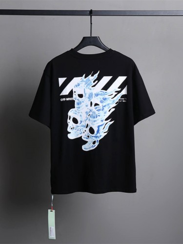 Blue Flame Skull Iron-On Cotton Tee