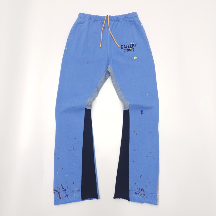 1:1 quality version Hand-painted ink splattered patchwork micro-flare sweatpants