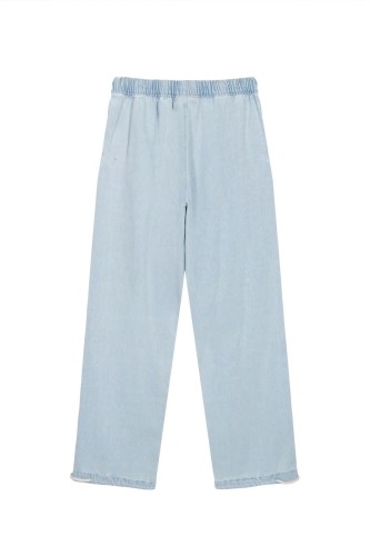 1:1 quality version Washed denim elasticized drawstring pants