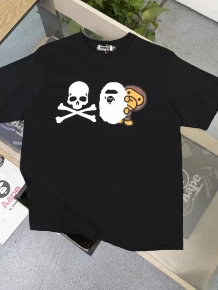 [buy more save more]1:1 quality version Little monkey ape head skull print round neck tee 2 colors