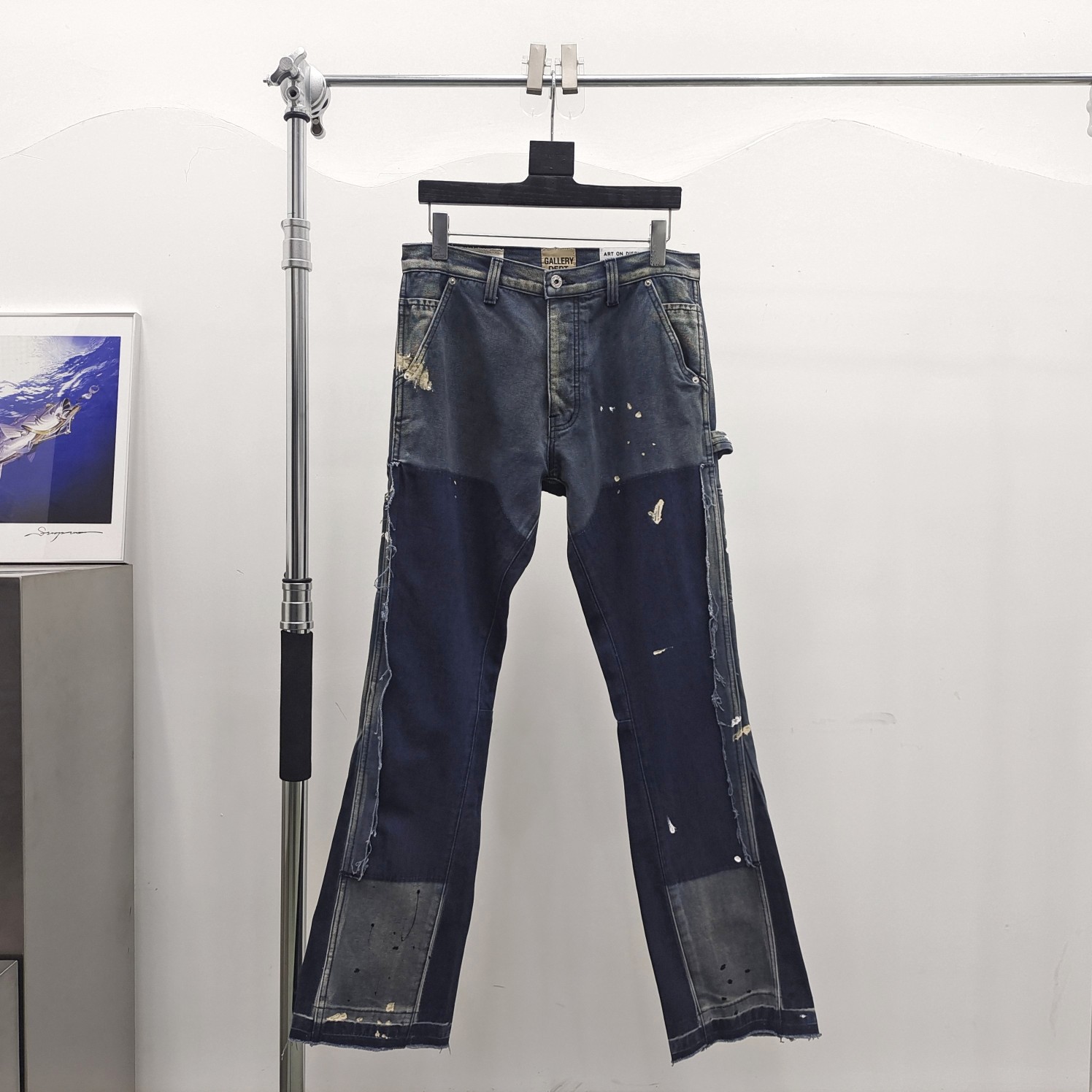 1:1 quality version vintage ink splash spliced workwear washed jeans 3 colors