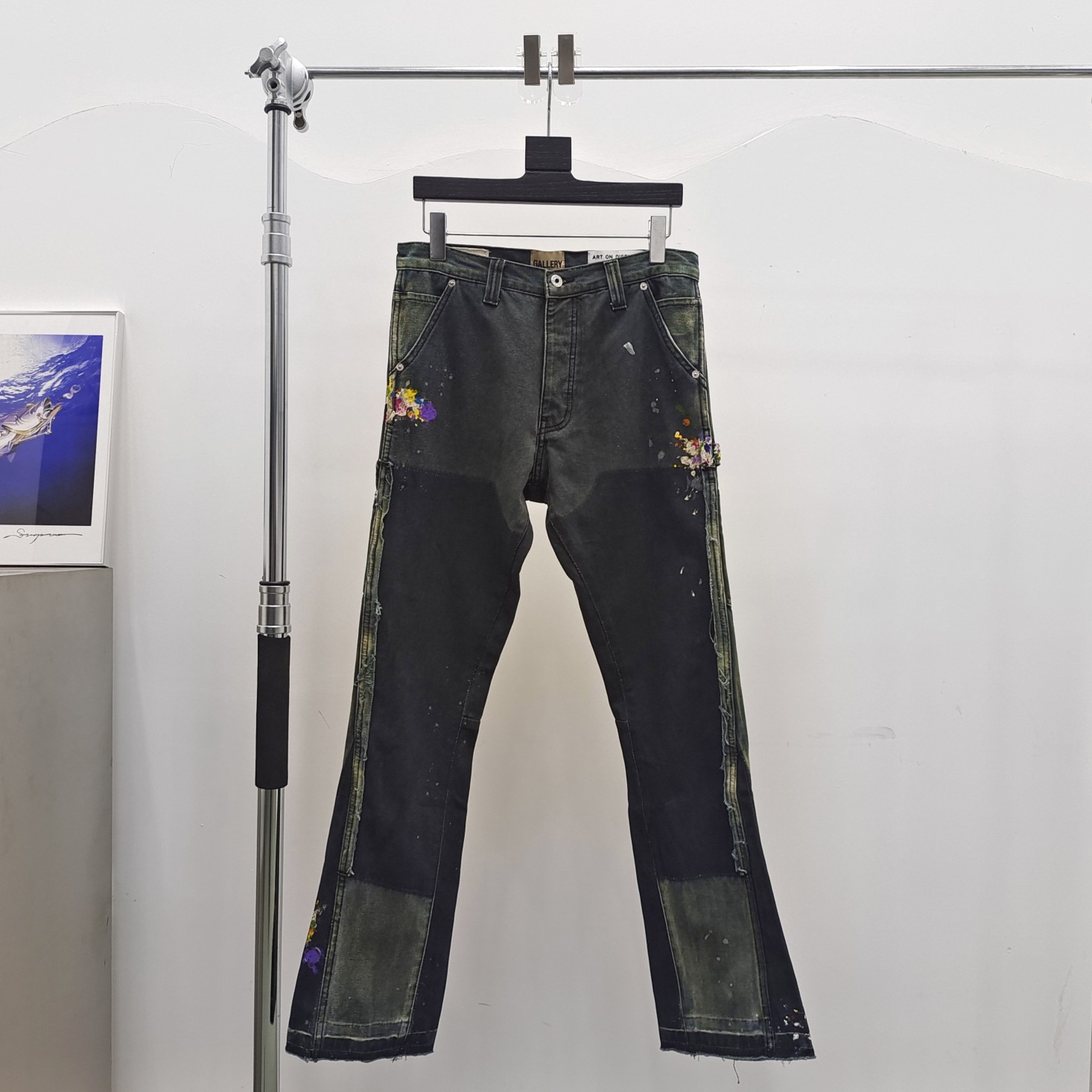 1:1 quality version vintage ink splash spliced workwear washed jeans 3 colors