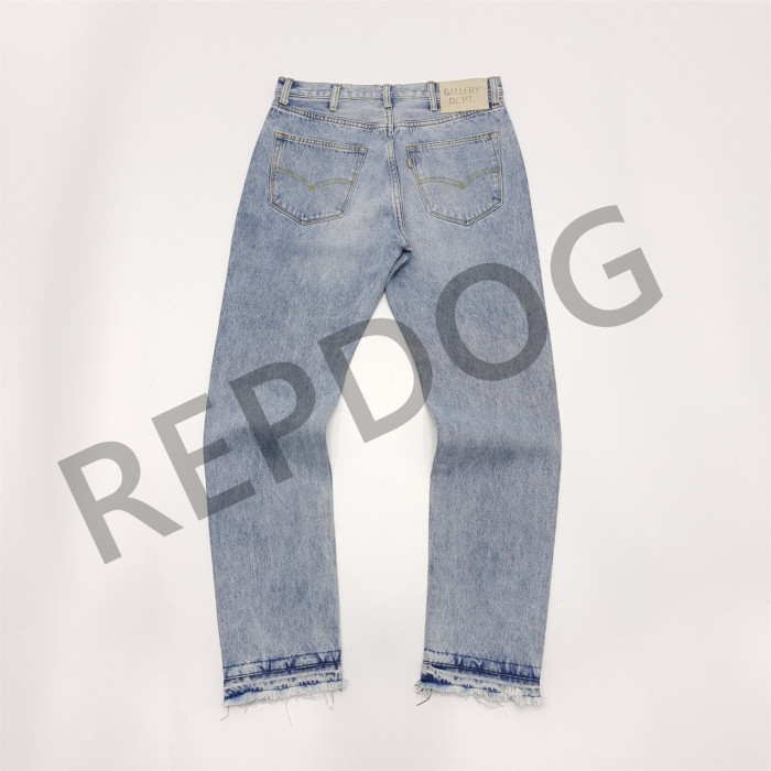 1:1 quality version Vintage Patchwork Destroyed Fringe Jeans