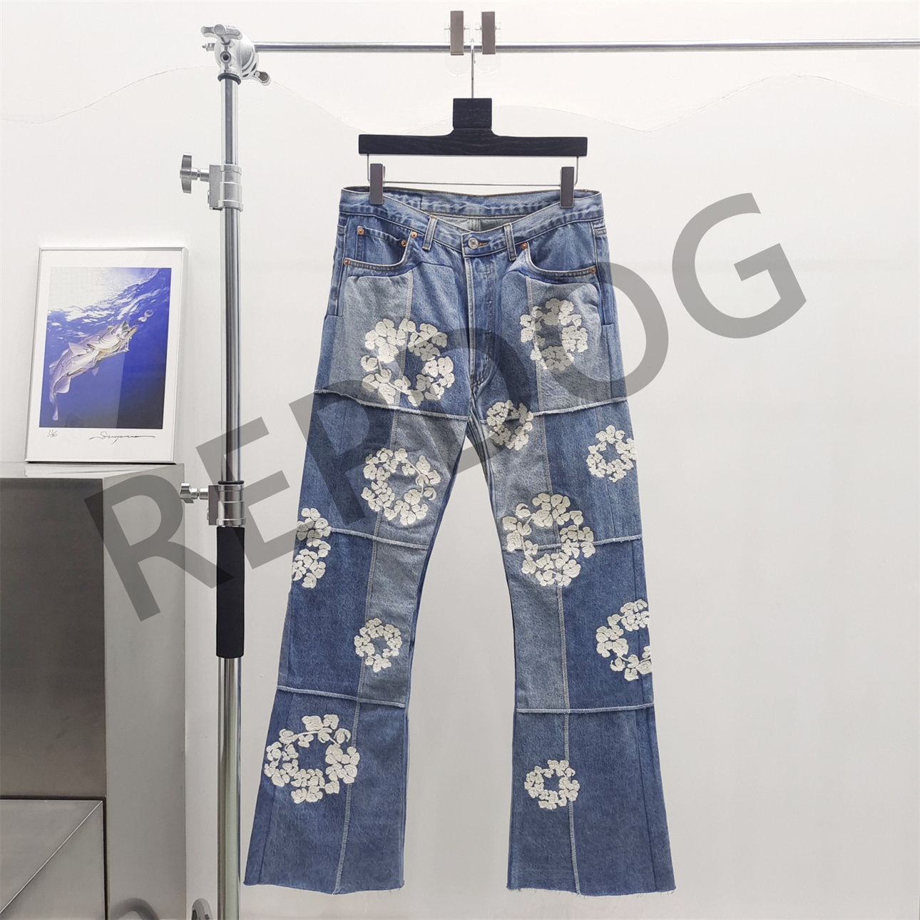 1:1 quality version colorblocked plaid micro jeans