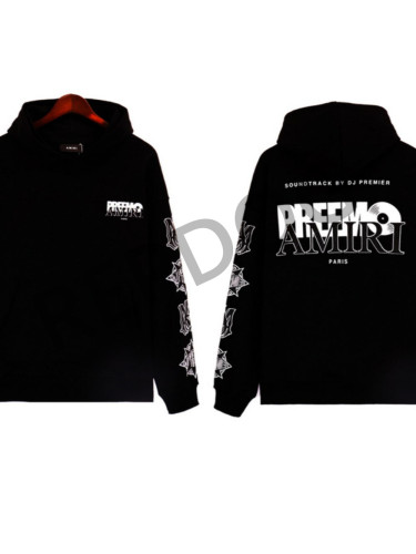 Record color contrast letter-printed two-sleeved logo hoodie