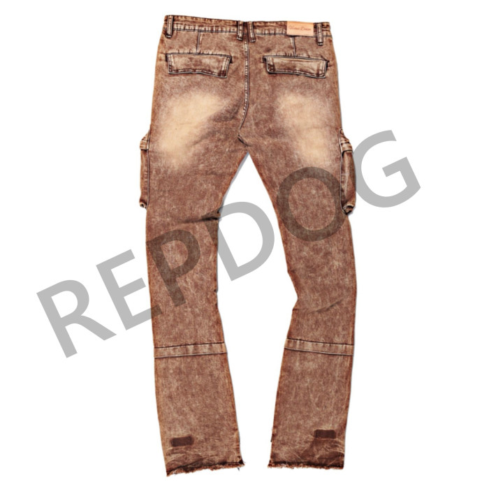 Vintage Hip Hop Multi-Pocket Washed Stacked Flare Jeans