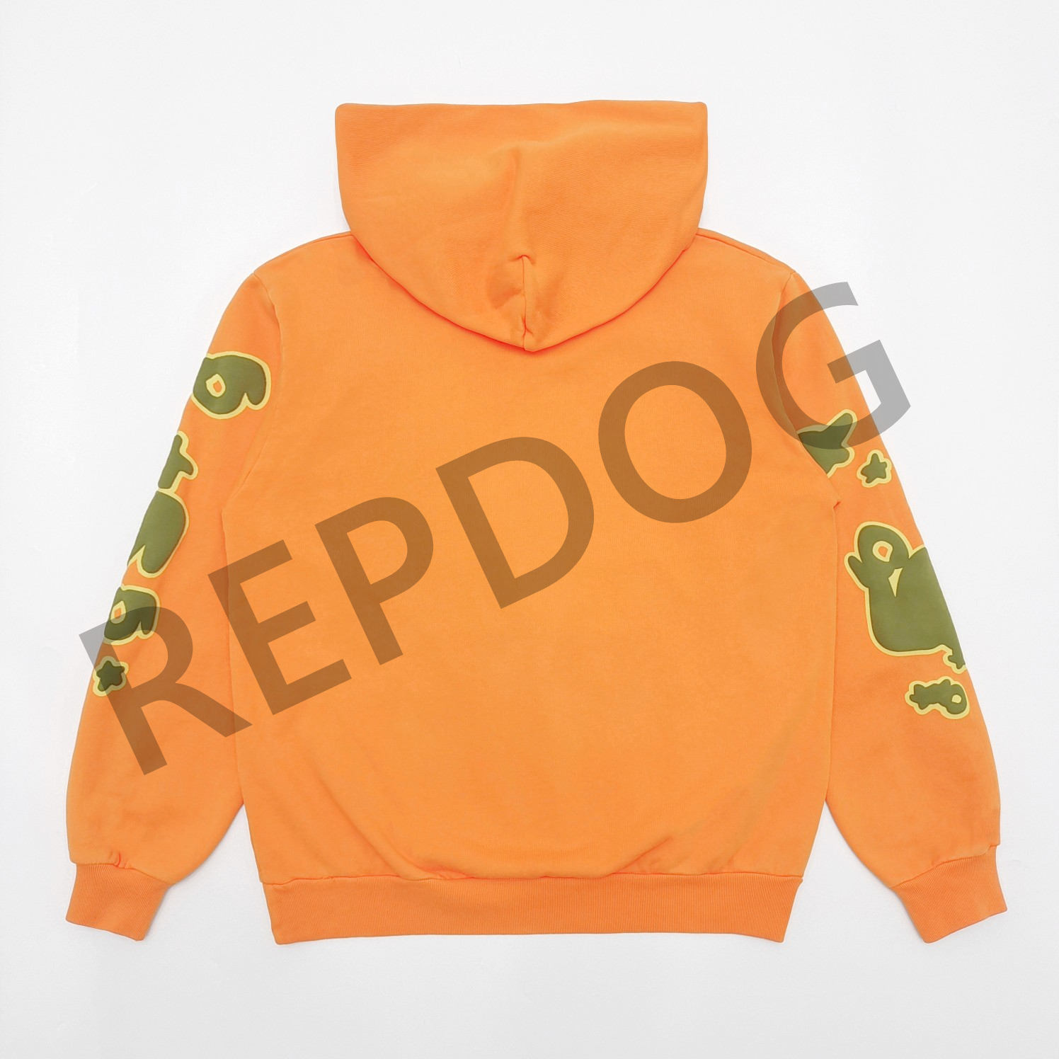 1:1 quality version bright orange star letter foam hoodie & pants set