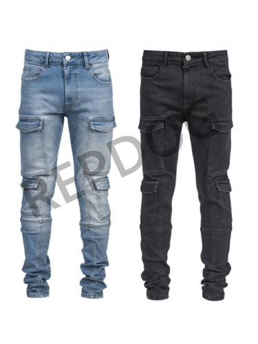 New Multi-Pocket Washed Slim Fit Jeans