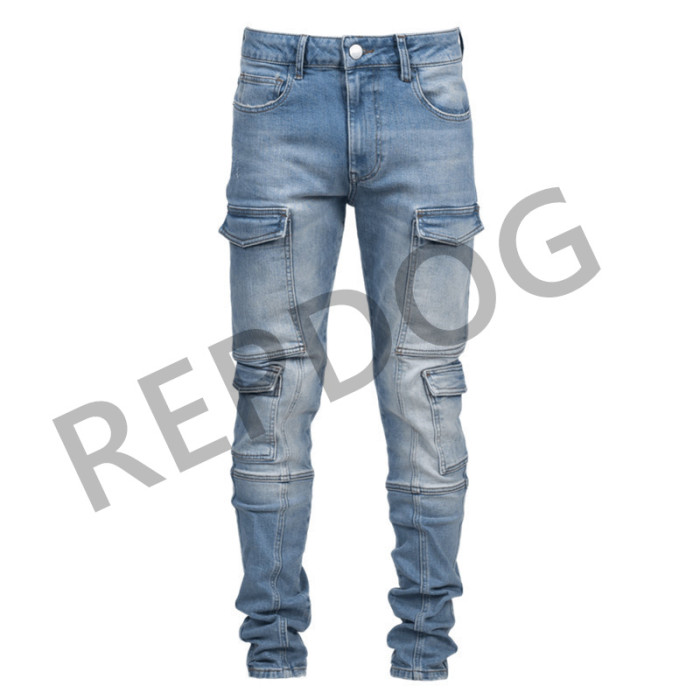 New Multi-Pocket Washed Slim Fit Jeans