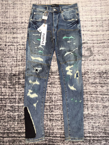 1:1 quality version New anti-old vandalism patch leg black fabric patchwork jeans