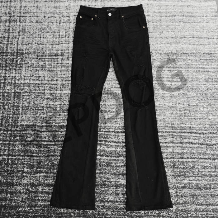1:1 quality version Solid Color Ripped Fringe Micro Jeans