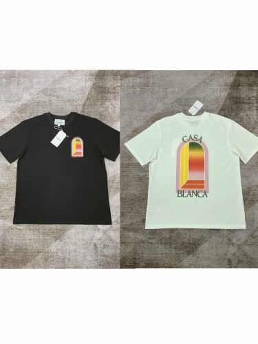 1:1 quality version Back large rainbow arch pattern letter tee 2 colors