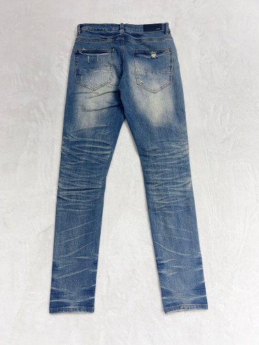 1:1 quality version Ripped Black Spliced Wash Denim Jeans
