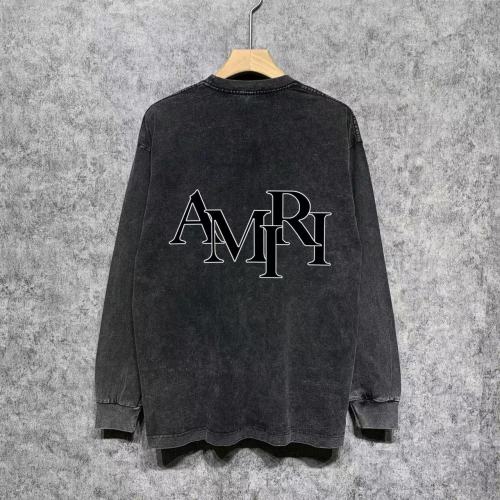 Overlapping letter print washed and distressed long sleeve tee 2 colors