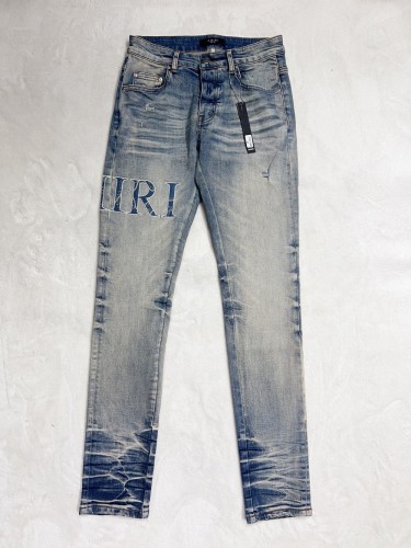 1:1 quality version Colour Block Letter Embroidered Jeans