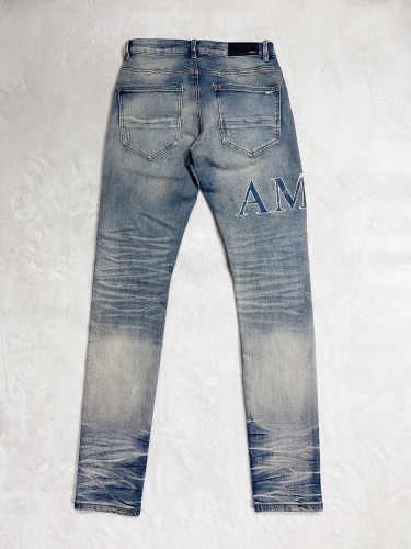 1:1 quality version Colour Block Letter Embroidered Jeans
