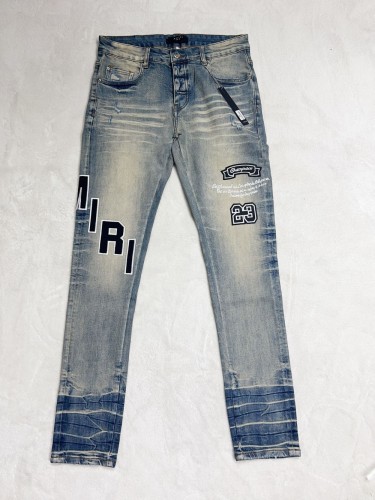 1:1 quality version 23 Mismatched Embroidered Logo Letter Jeans