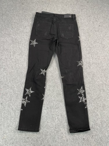 [buy more save more] Cashew Flower Star Patch Ripped Jeans