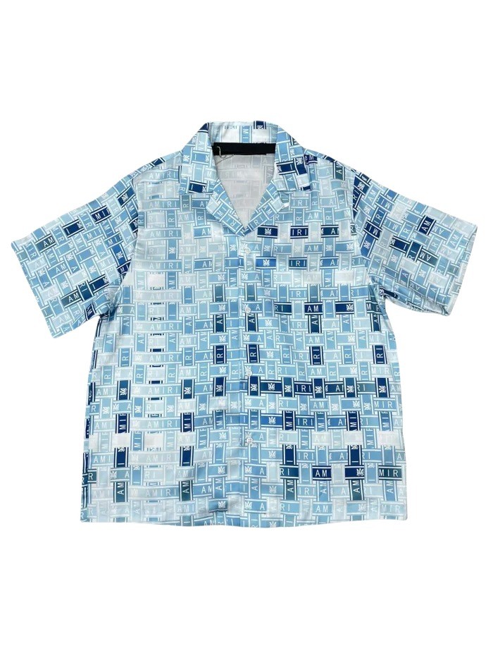 1:1 quality version Blue and White Checkerboard Print Short Shirt & Shorts set