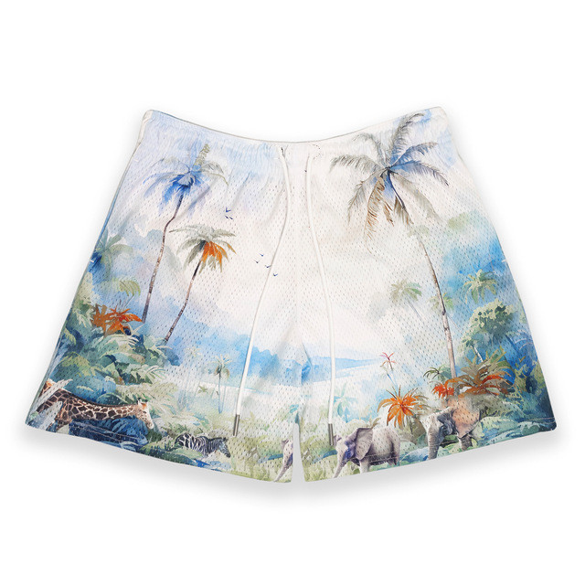 Coconut Tree Treasure Sword Big Saffron City Pattern Print Breathable Quick Dry Shorts 9 colors