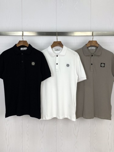 Chest patch embroidered compass lapel polo shirt 3 colors