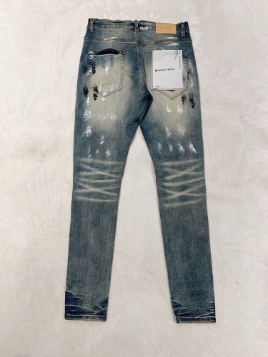 1:1 quality version White And Black Ink Dot Ripped Patch Jeans