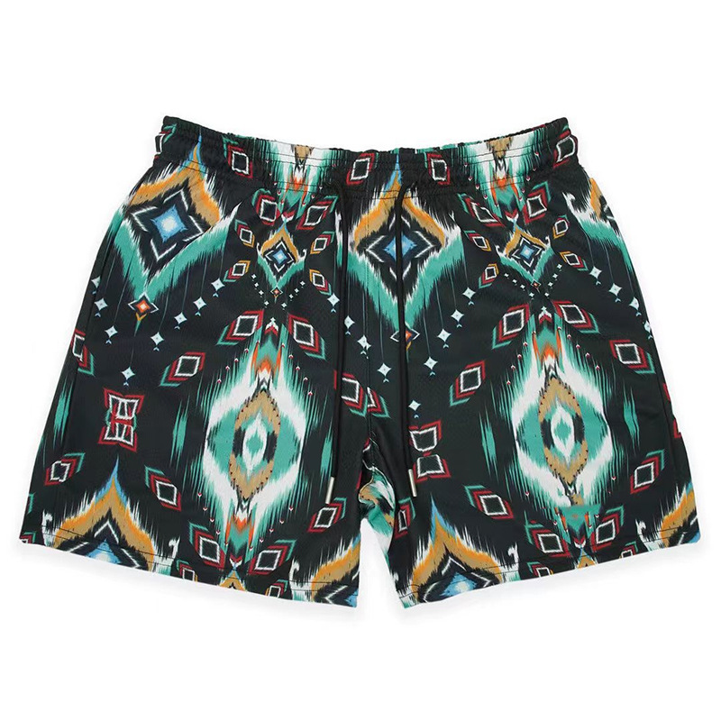 coconut tree treasure sword big saffron city pattern print breathable quick dry shorts 9 colors