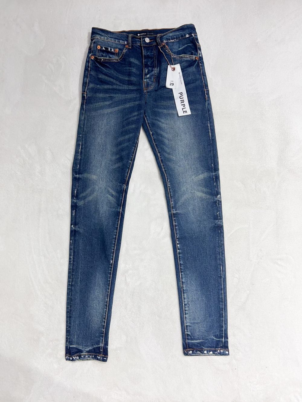 1:1 quality version classic blue jeans with white dots on the leg opening