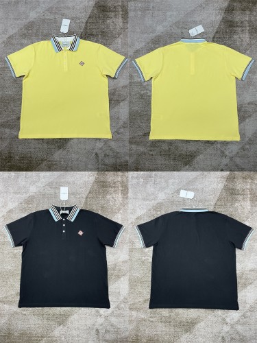 1:1 quality version Blue White and Black Check Colour Block Polo Shirt 2 colors