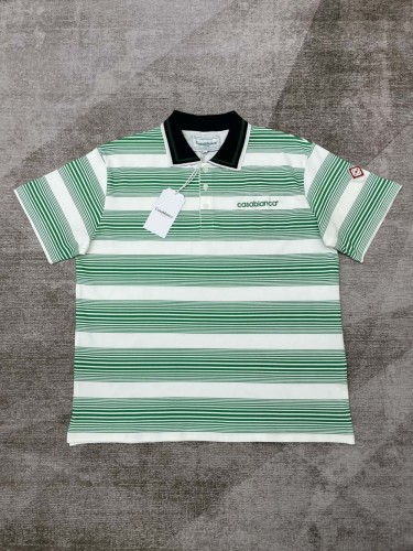 1:1 quality version Colour block striped monogrammed polo shirt