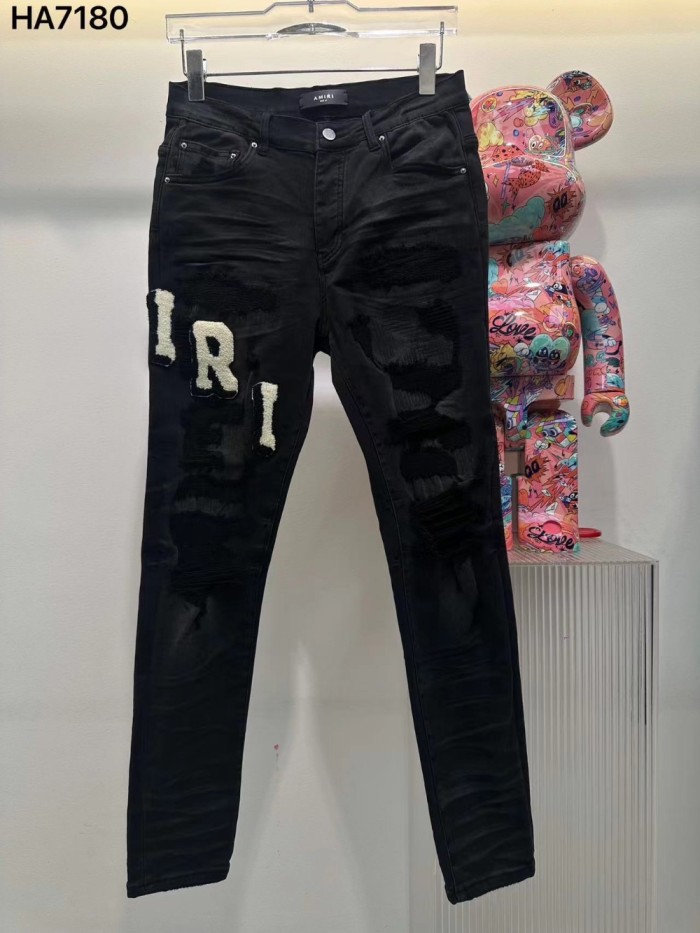 Copy 1:1 quality version Colorful Melt Alphabet Embroidered Jeans