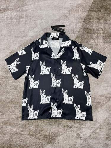 1:1 quality version All-over print rabbit monogrammed silk short sleeve shirt