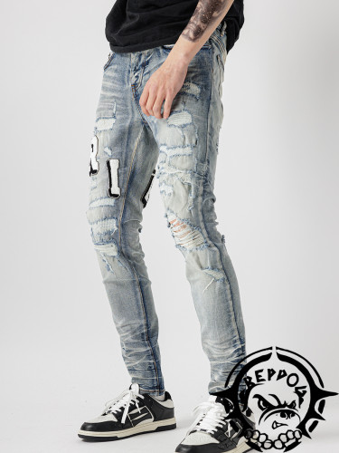 Copy 1:1 quality version Colorful Melt Alphabet Embroidered Jeans